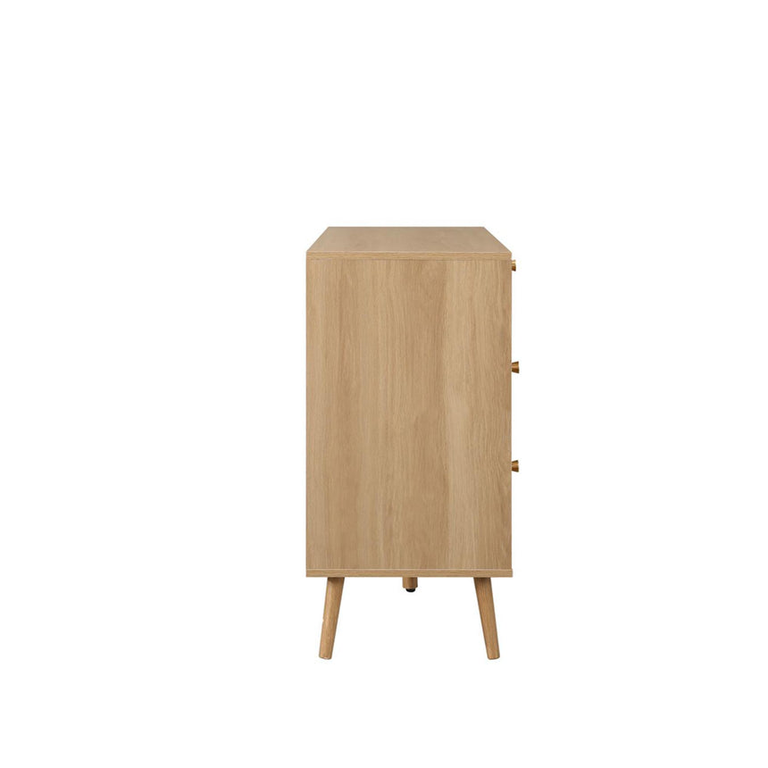 Croxley Oak and Rattan Wide 7 Drawer Chest-4