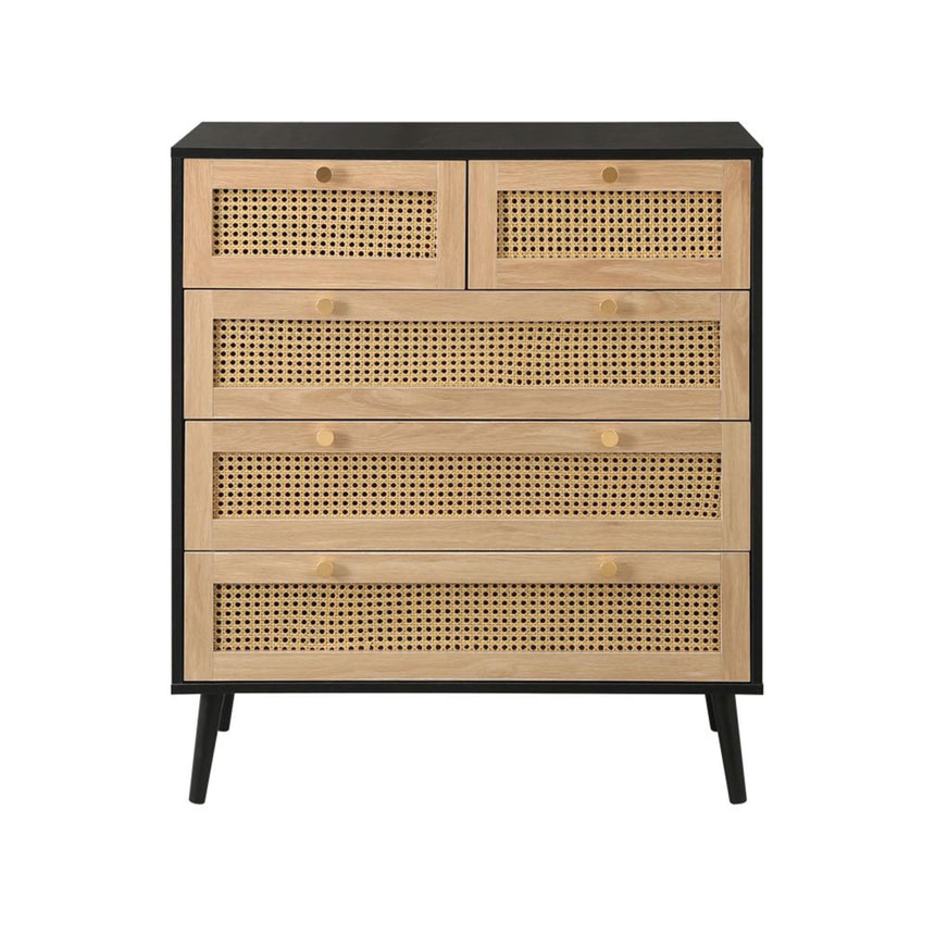 Croxley Black and Rattan 2+3 Drawer Chest-2