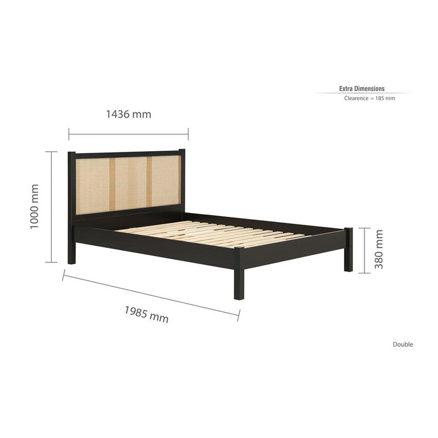 Croxley Black and Rattan Bed - Sizes Available-6