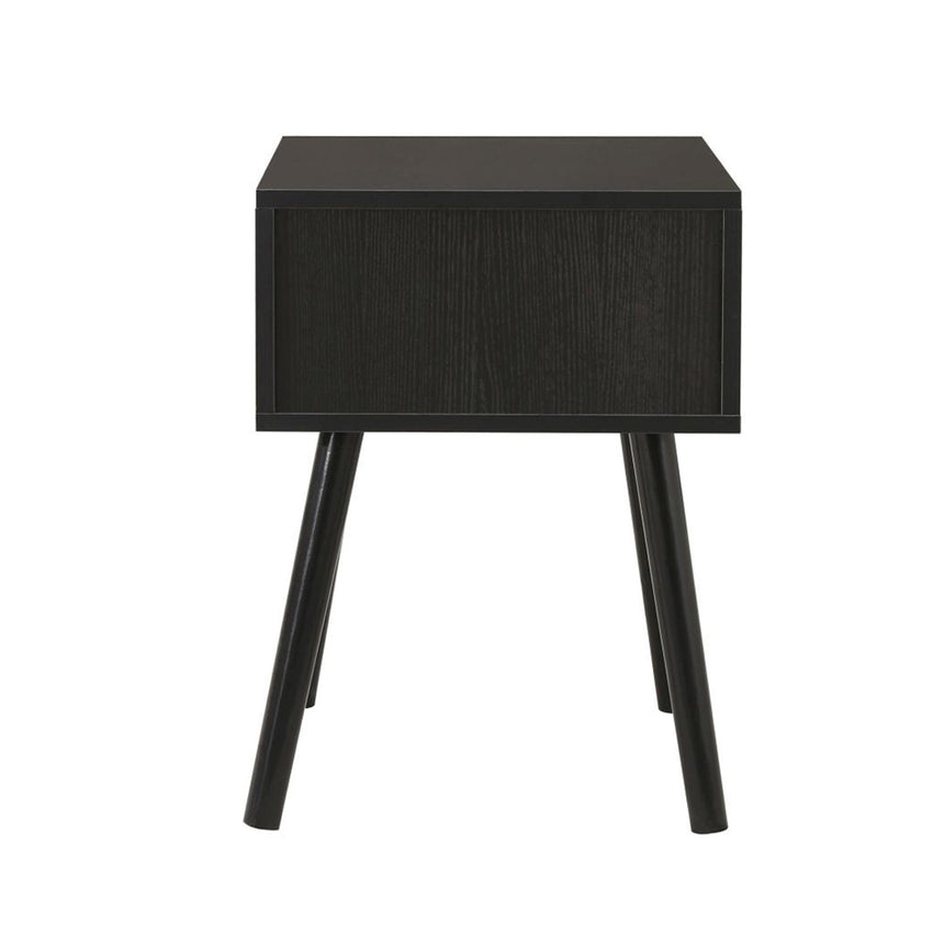 Croxley Black and Rattan 1 Drawer Bedside Table-4