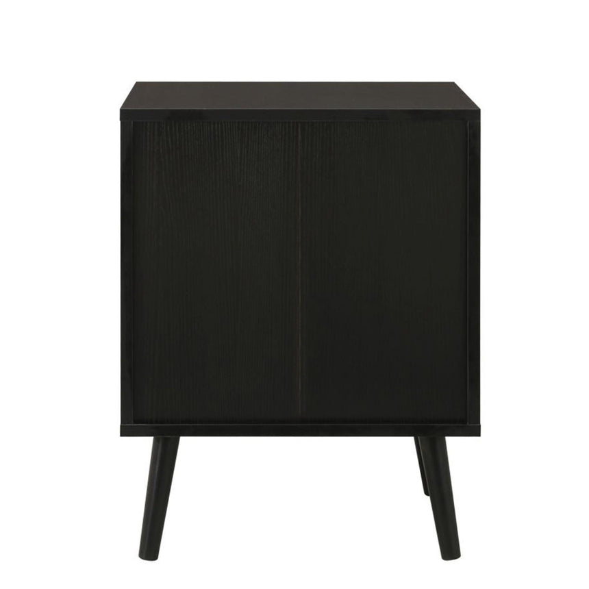 Croxley Black and Rattan 2 Drawer Bedside Table-4