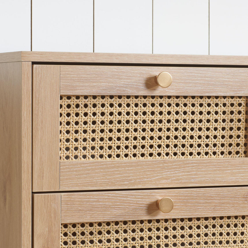 Croxley Oak and Rattan 2+3 Drawer Chest-3