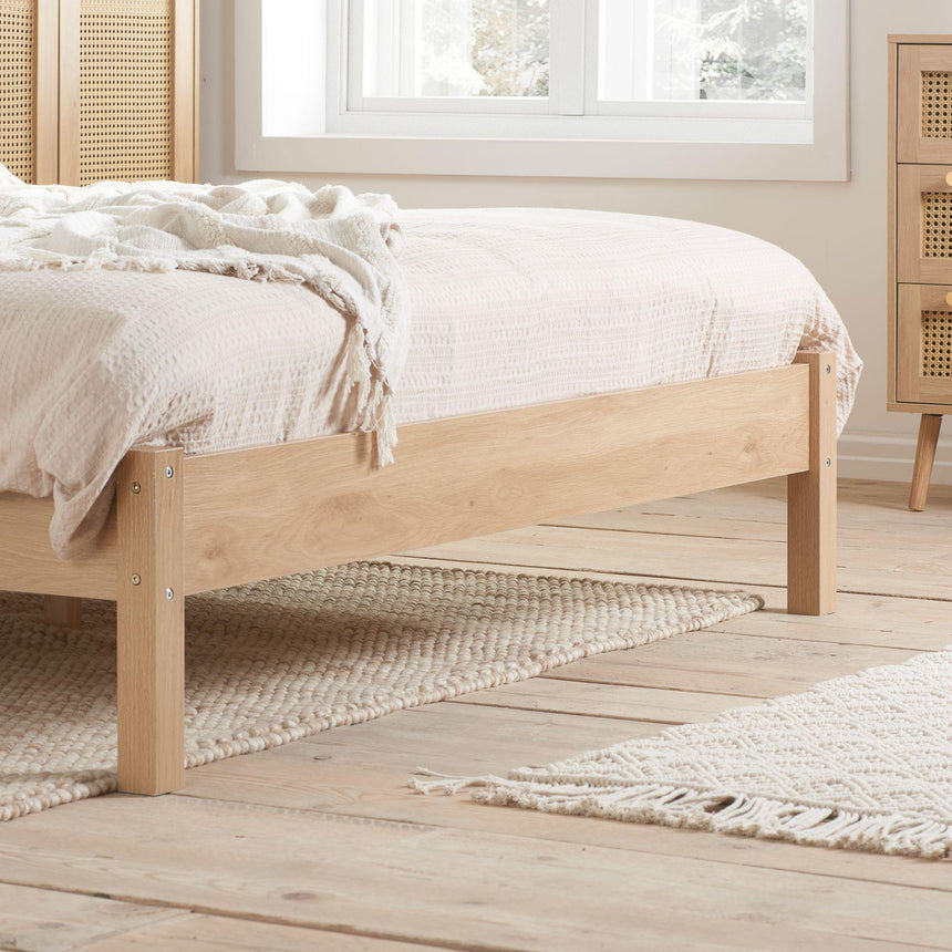 Croxley Oak and Rattan Bed - Sizes Available-2
