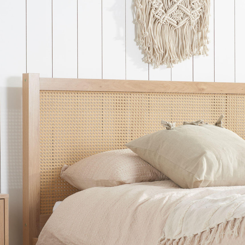 Croxley Oak and Rattan Bed - Sizes Available-3