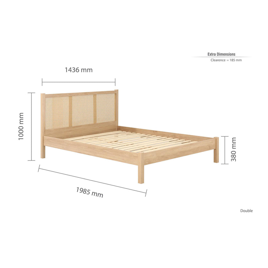 Croxley Oak and Rattan Bed - Sizes Available-6