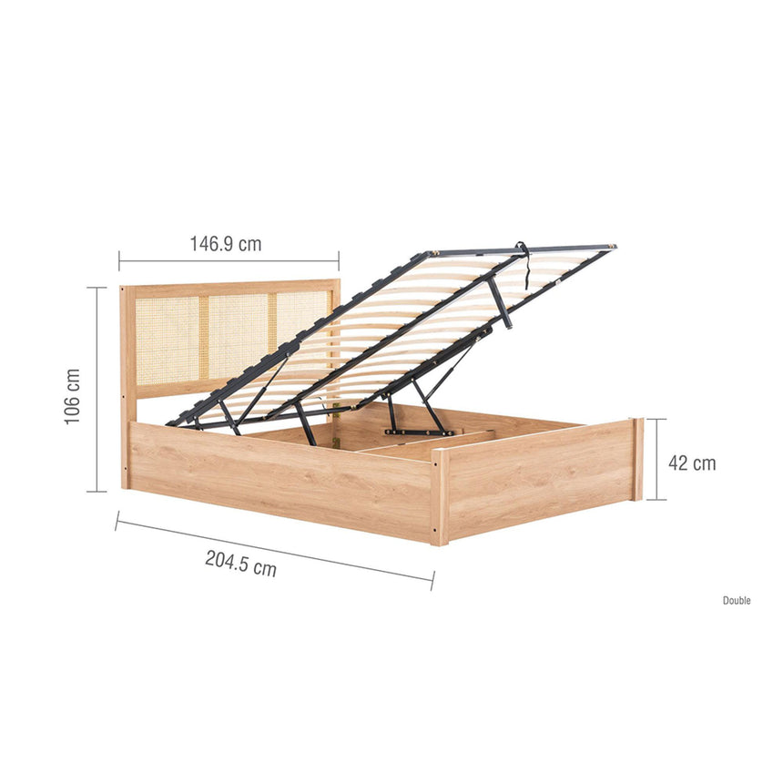 Croxley Oak and Rattan Ottoman Storage Bed - Sizes Available-6