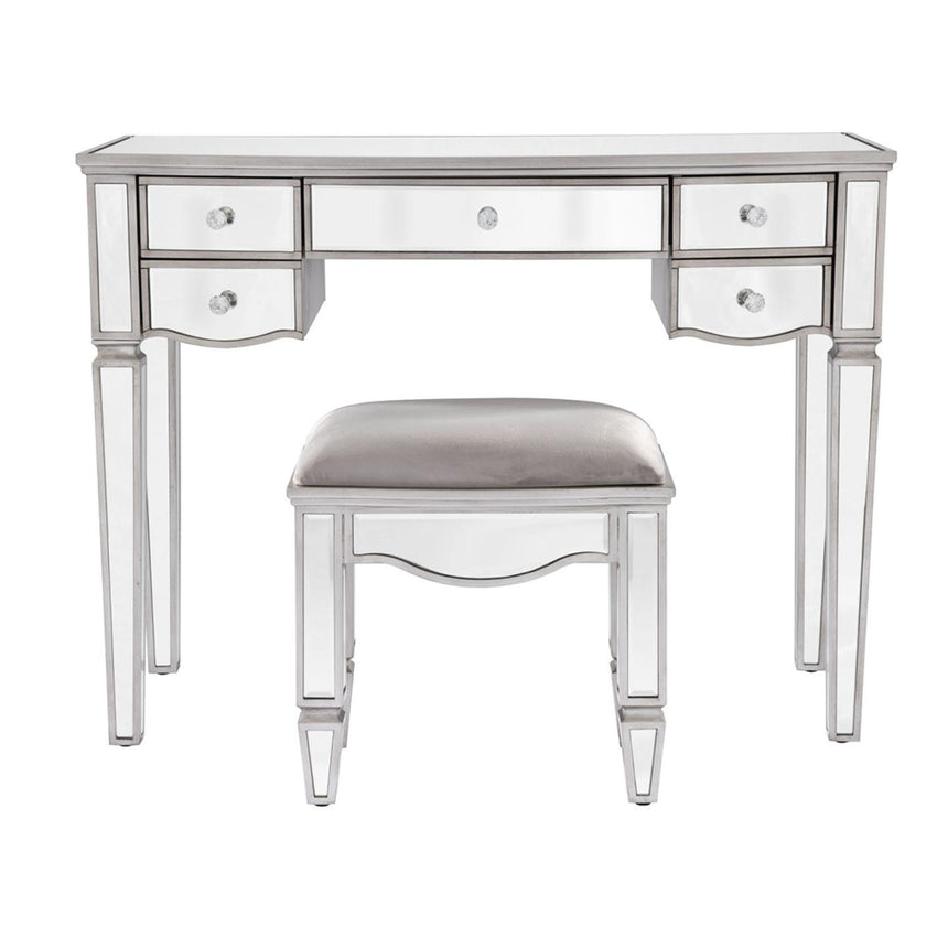 Elysee Mirrored Glass 5 Drawer Dressing Table-2