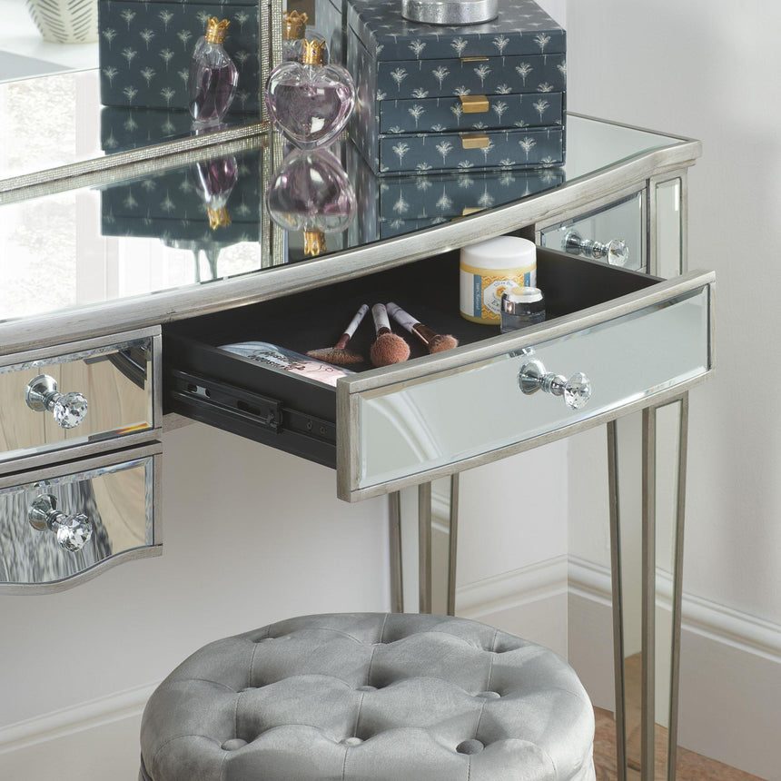 Elysee Mirrored Glass 5 Drawer Dressing Table-3
