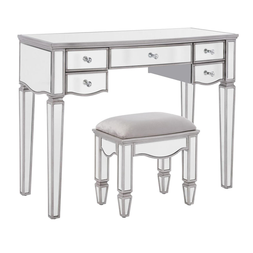 Elysee Mirrored Glass 5 Drawer Dressing Table-4