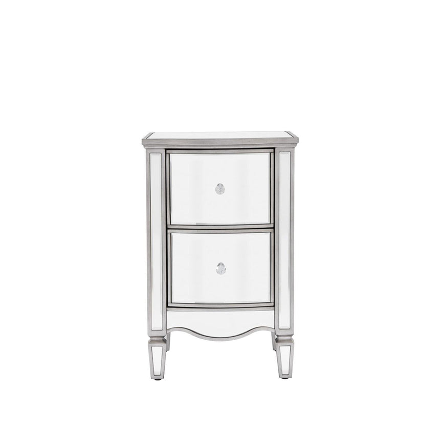 Elysee Mirrored 2 Drawer Narrow Bedside Cabinet-3