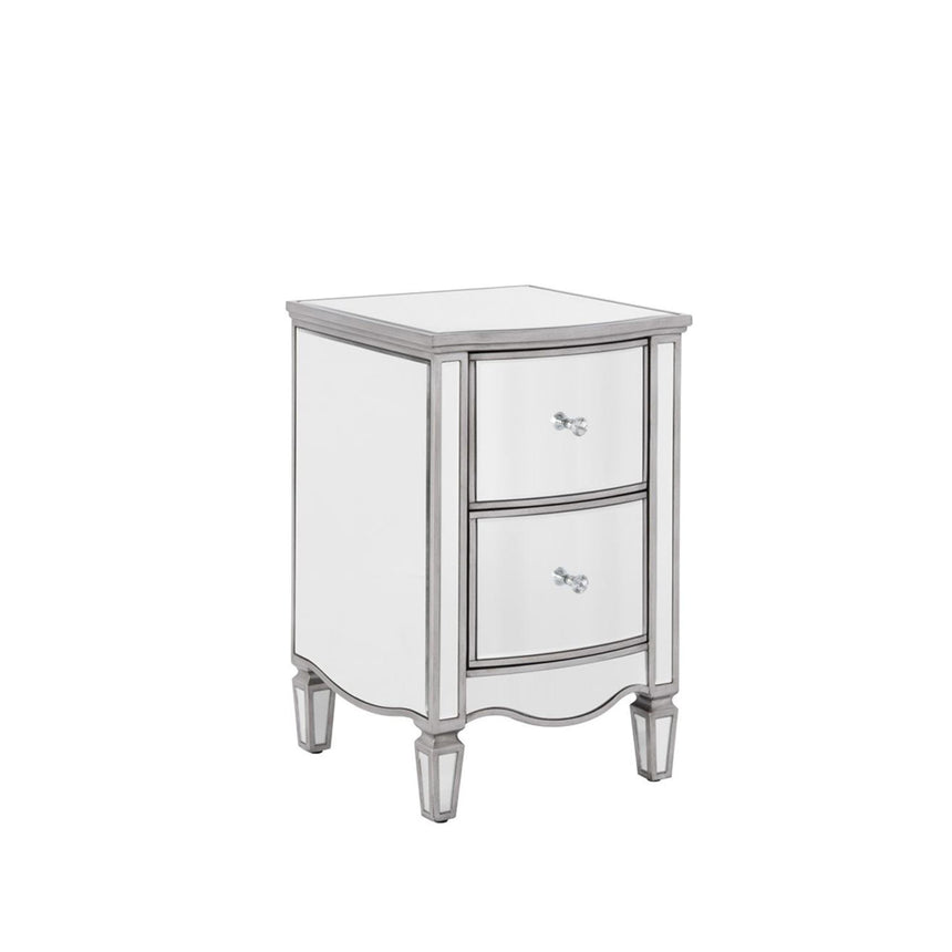 Elysee Mirrored 2 Drawer Narrow Bedside Cabinet-4