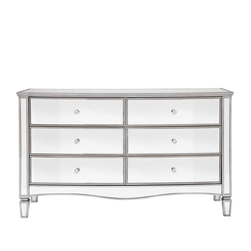 Elysee Mirrored Glass 6 Drawer Wide Chest-2