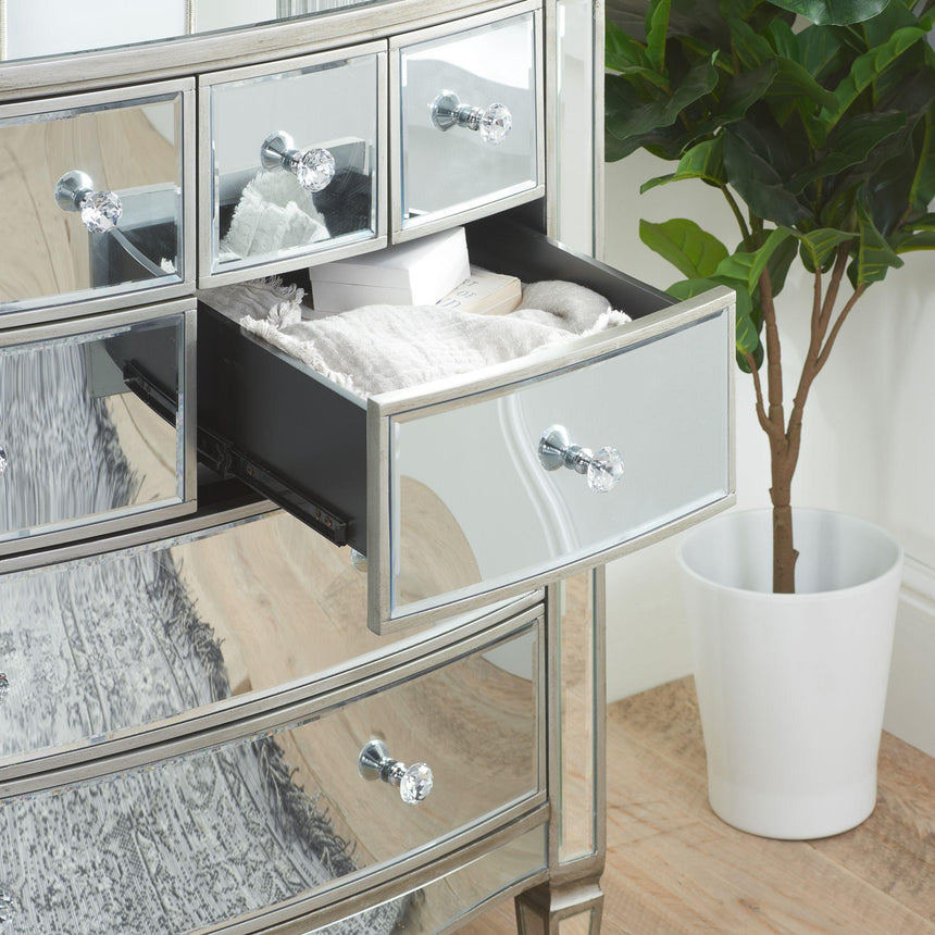 Elysee Mirrored Glass Multi Drawer Chest-3