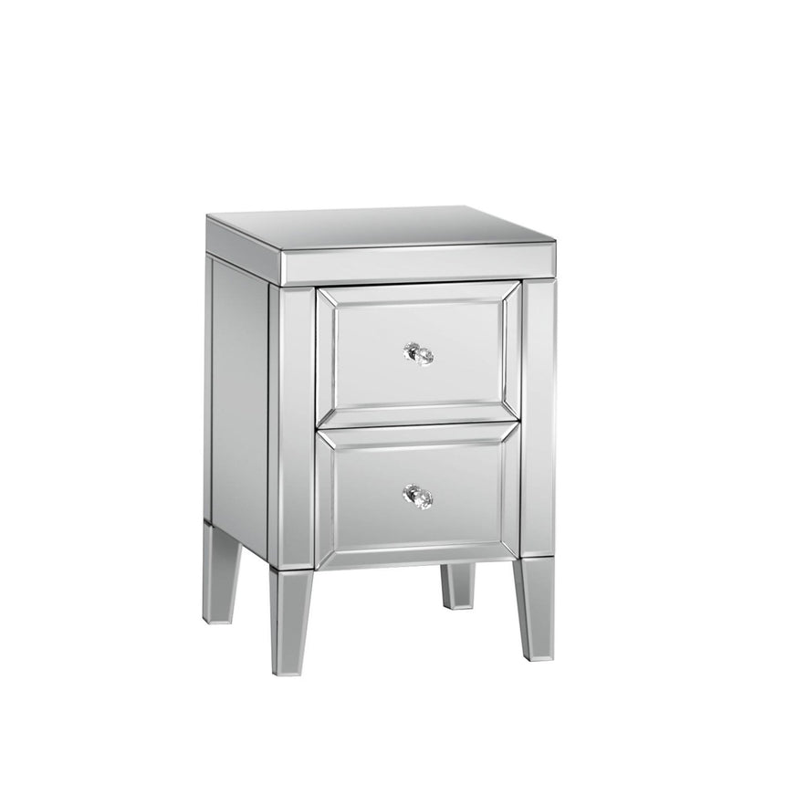 Valencia Mirrored 2 Drawer Bedside Cabinet-4