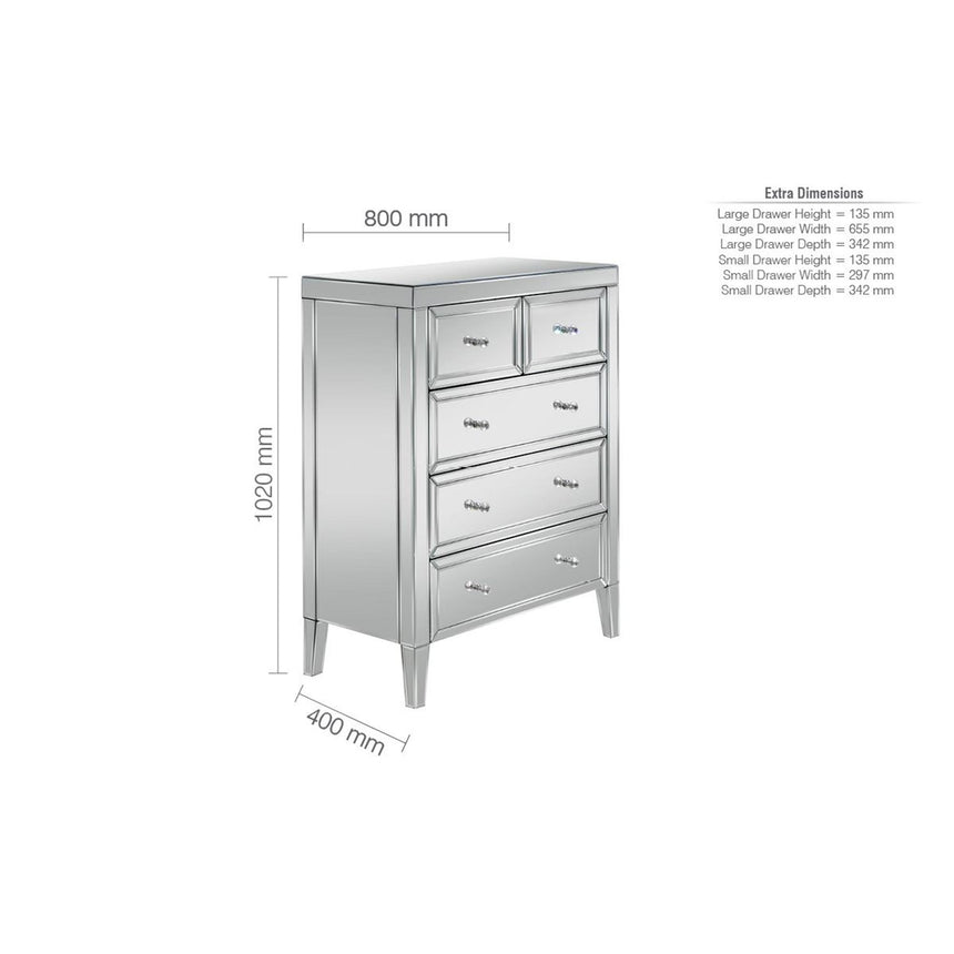 Valencia Mirrored 3+2 Drawer Chest-5