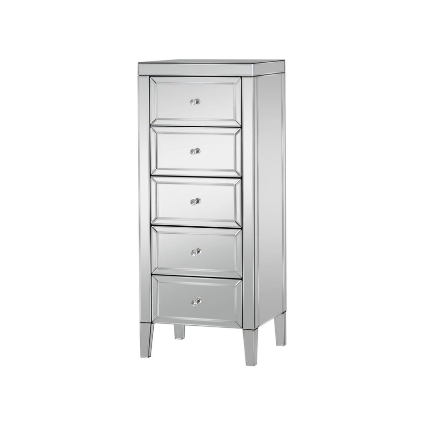 Valencia Mirrored 5 Drawer Narrow Chest-4