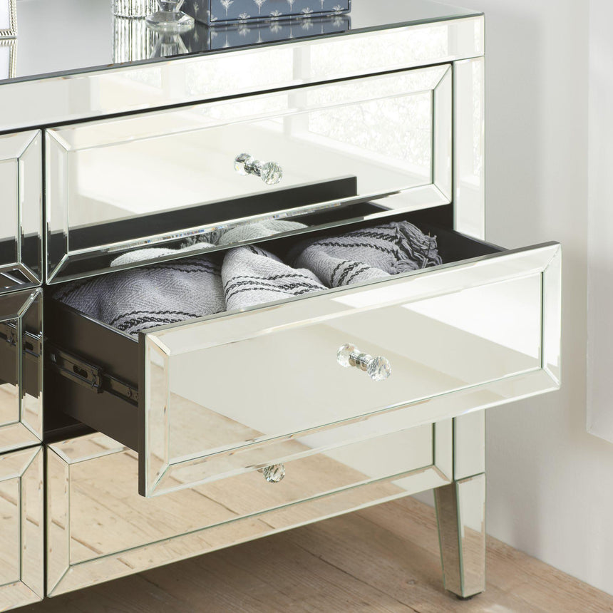 Valencia Mirrored 6 Drawer Wide Chest-3