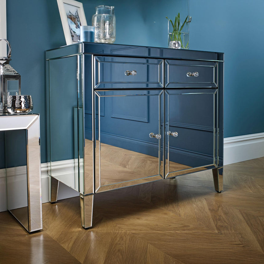 Valencia Mirrored 90cm Small Sideboard - 2 Doors-2