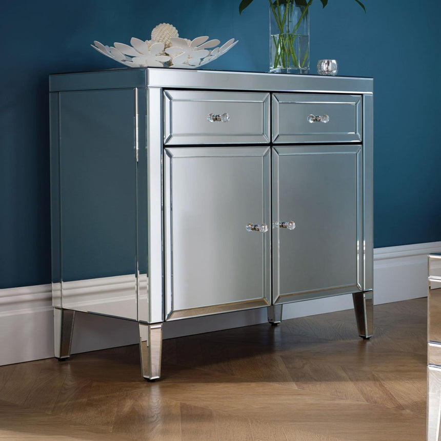 Valencia Mirrored 90cm Small Sideboard - 2 Doors-4