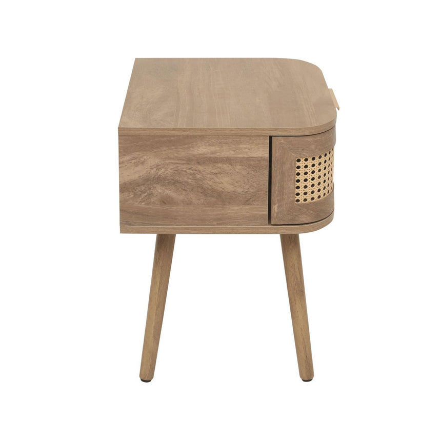 Noah Oak and Rattan Curved 1 Drawer Bedside Table-4