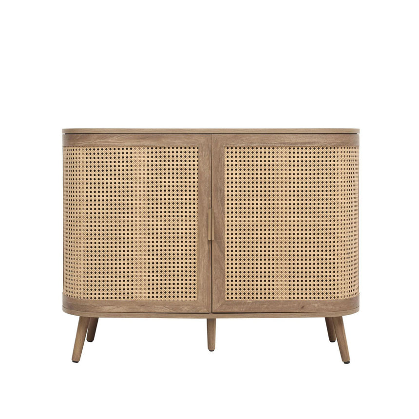 Noah Oak and Rattan Curved 100cm Small Sideboard - 2 Doors-3