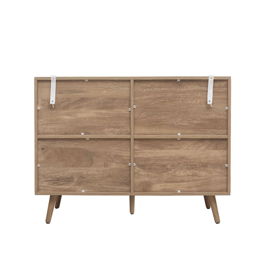 Noah Oak and Rattan Curved 100cm Small Sideboard - 2 Doors-5