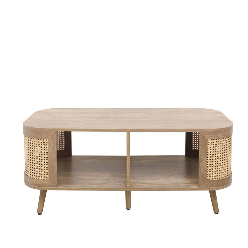 Noah Oak and Rattan Curved 110cm Coffee Table-4