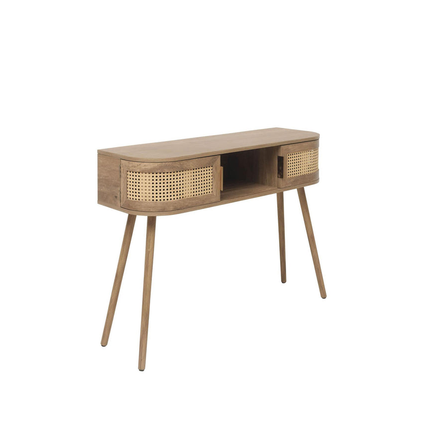 Noah Oak and Rattan Curved 110cm Console Table-6