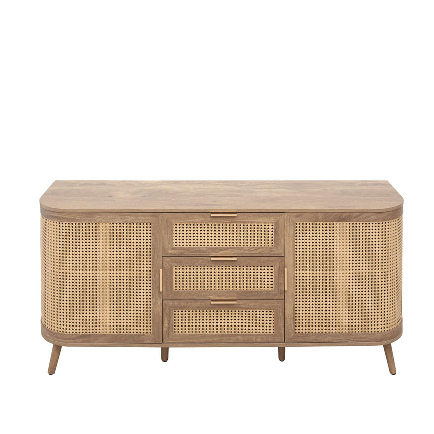 Noah Oak and Rattan Curved 150cm Medium Sideboard - 2 Doors-2