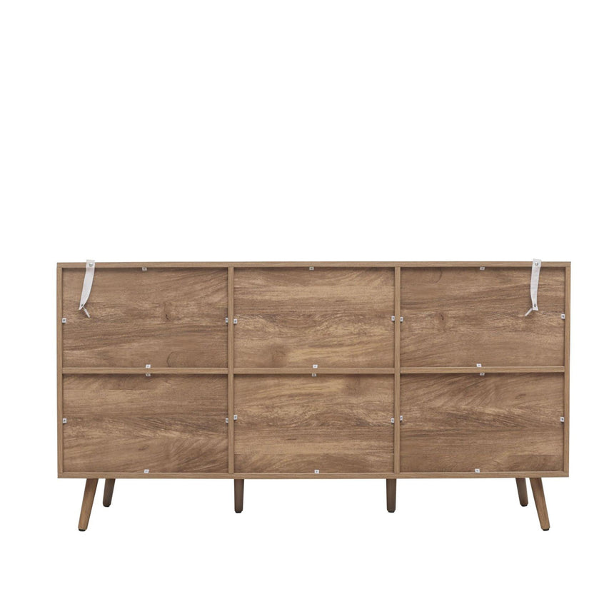 Noah Oak and Rattan Curved 150cm Medium Sideboard - 3 Doors-4