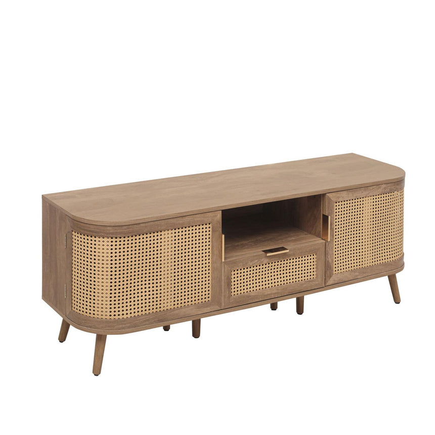 Noah Oak and Rattan Curved 150cm TV Unit-6