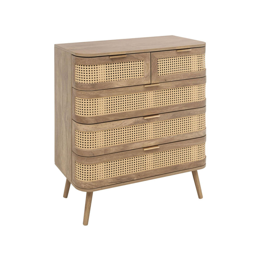 Noah Oak and Rattan Curved 2+3 Drawer Chest-5