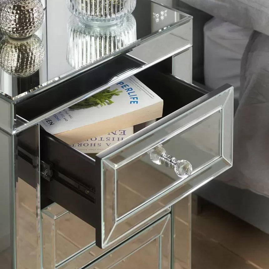 Valencia Mirrored 3 Drawer Bedside Cabinet-2