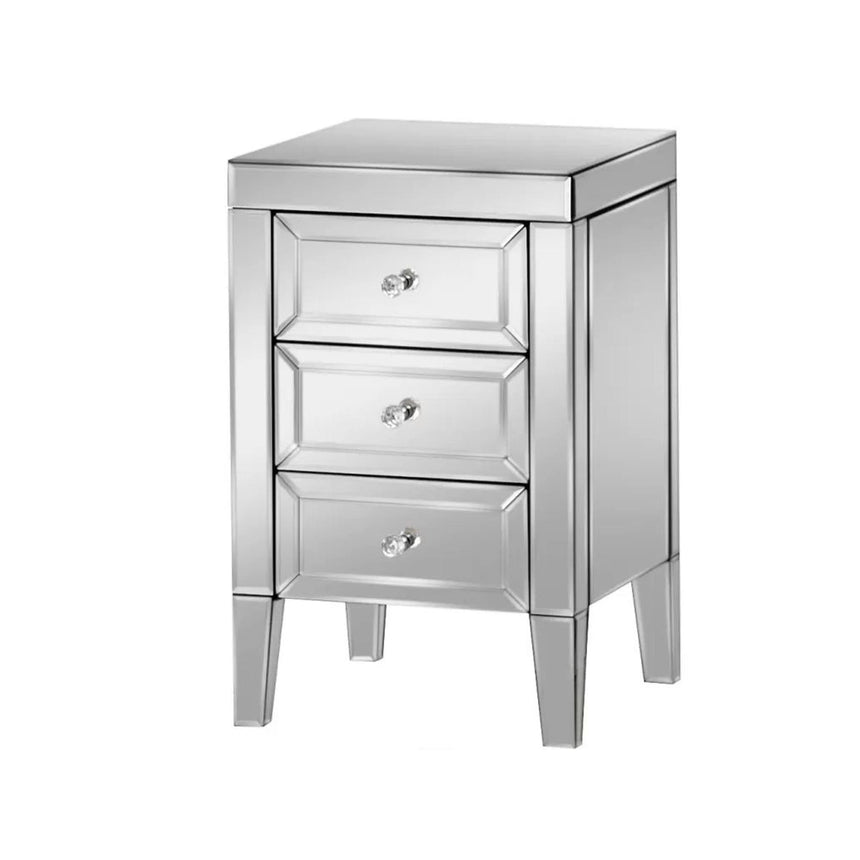 Valencia Mirrored 3 Drawer Bedside Cabinet-7