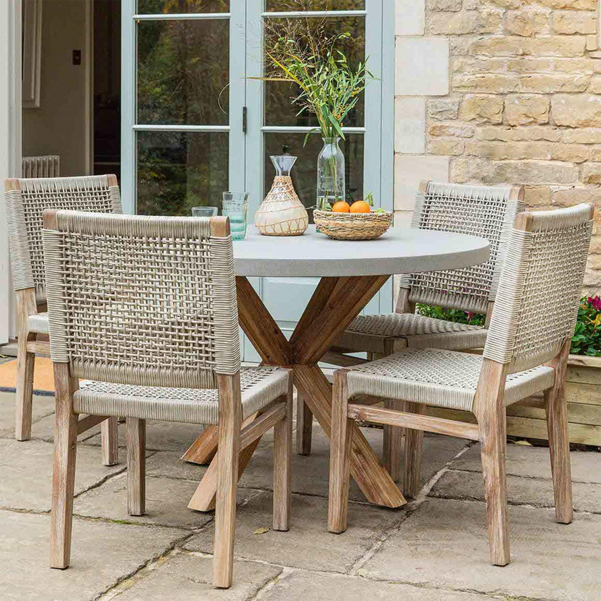 Burford Outdoor Round Dining Table 120cm in Grey Faux Concreate-3