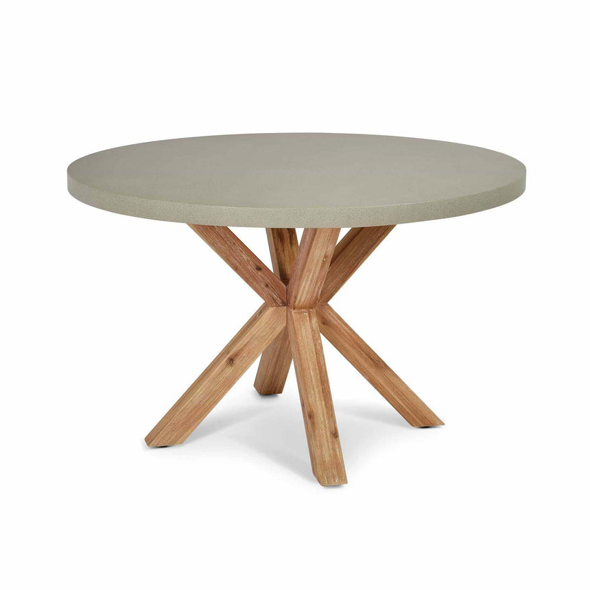 Burford Outdoor Round Dining Table 120cm in Grey Faux Concreate-4