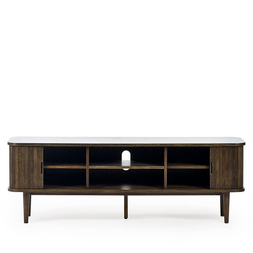 Tambour Dark Oak Ribbed 160cm TV Unit-2