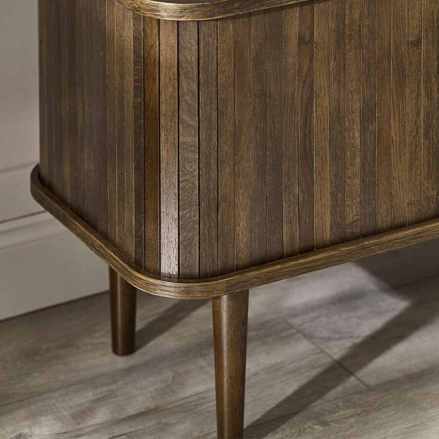 Tambour Dark Oak Ribbed 160cm TV Unit-8