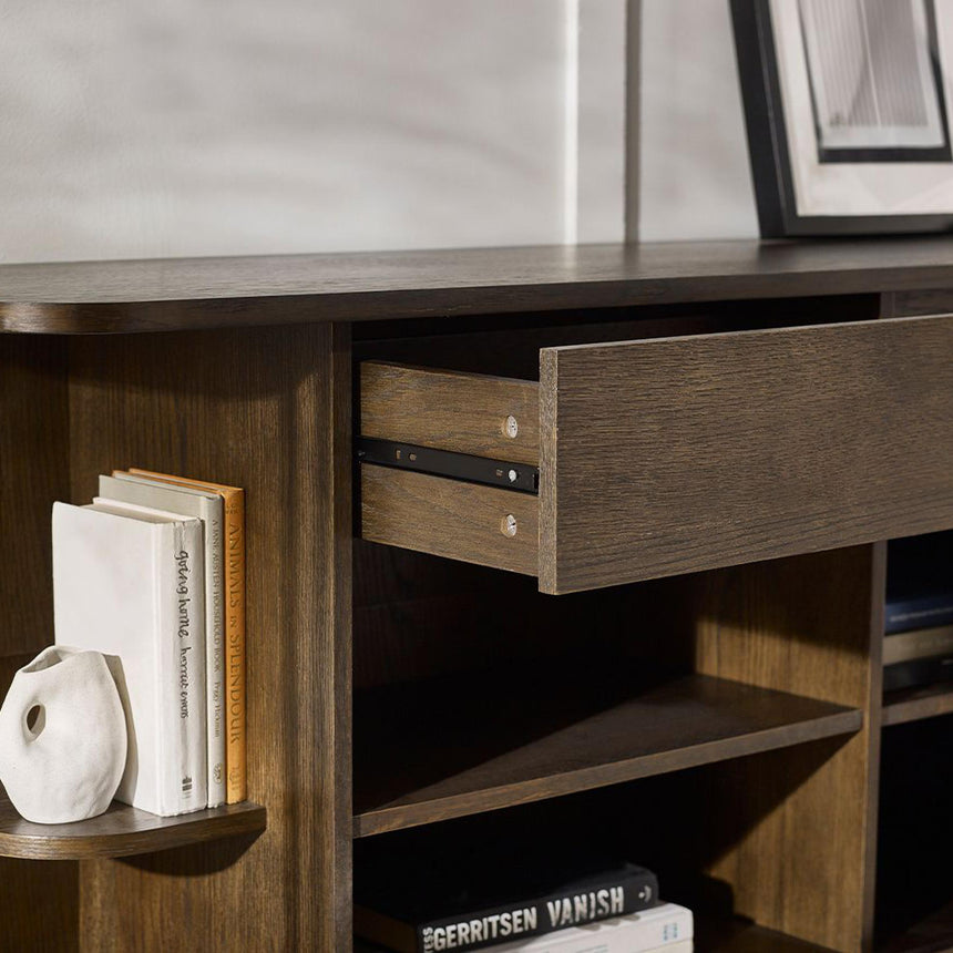 Tambour Dark Oak Ribbed 2 Door Large Sideboard - 160cm-6