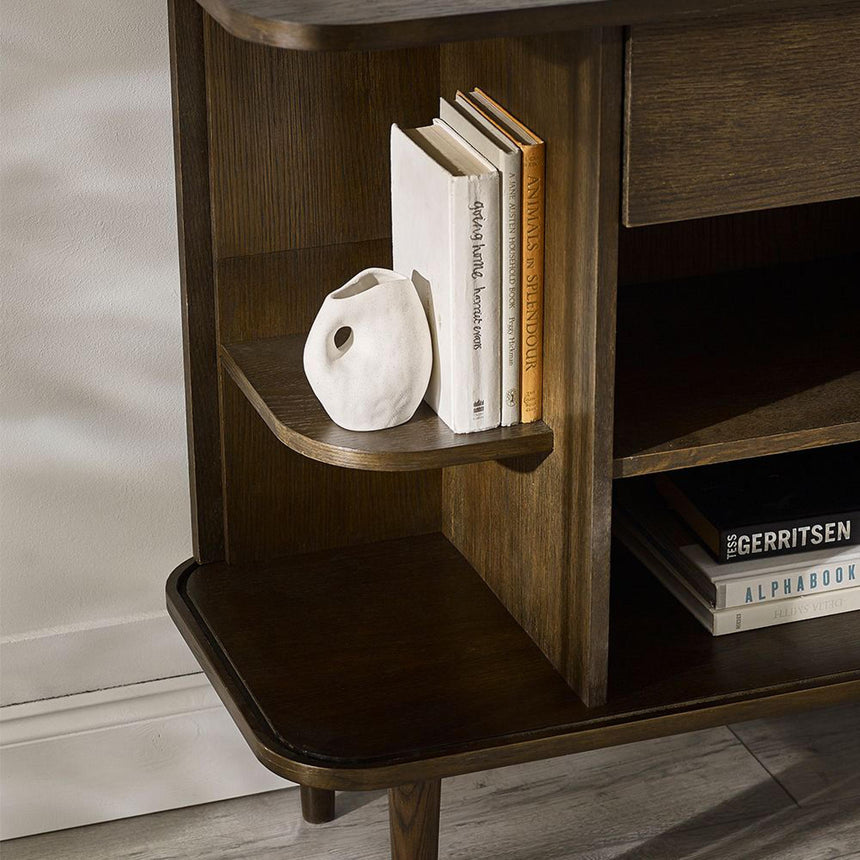 Tambour Dark Oak Ribbed 2 Door Large Sideboard - 160cm-8