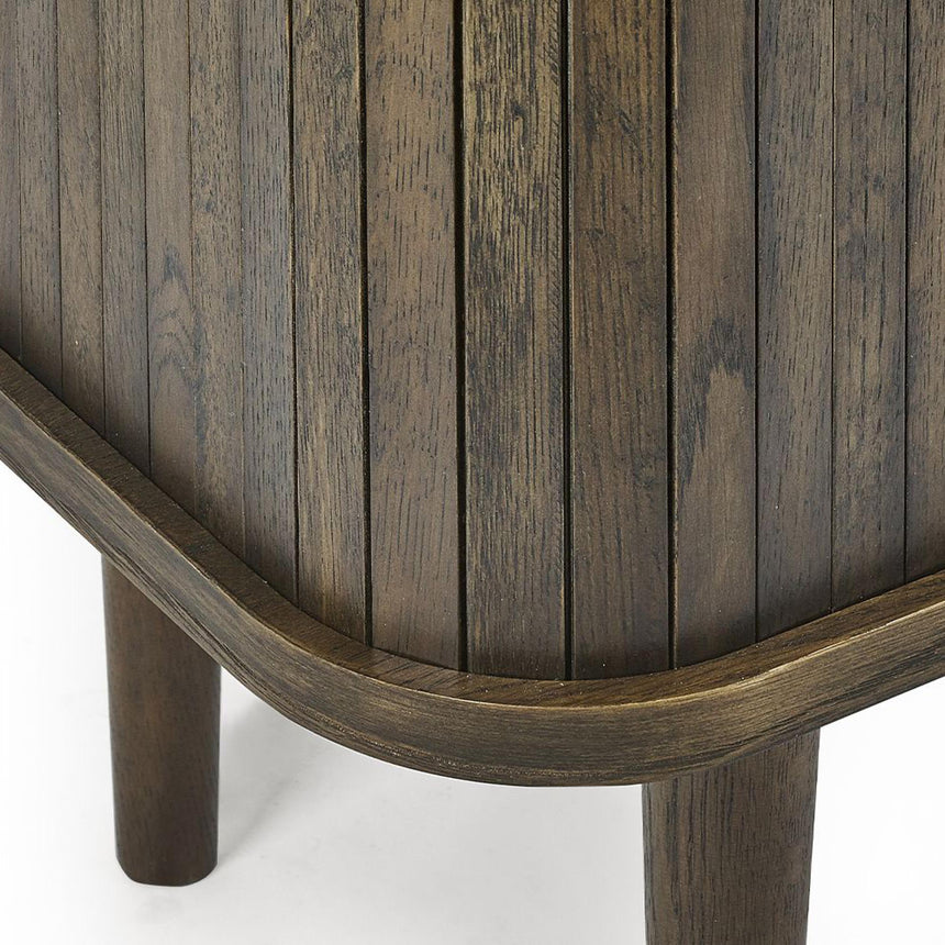 Tambour Dark Oak Ribbed 2 Door Wine Cabinet-8