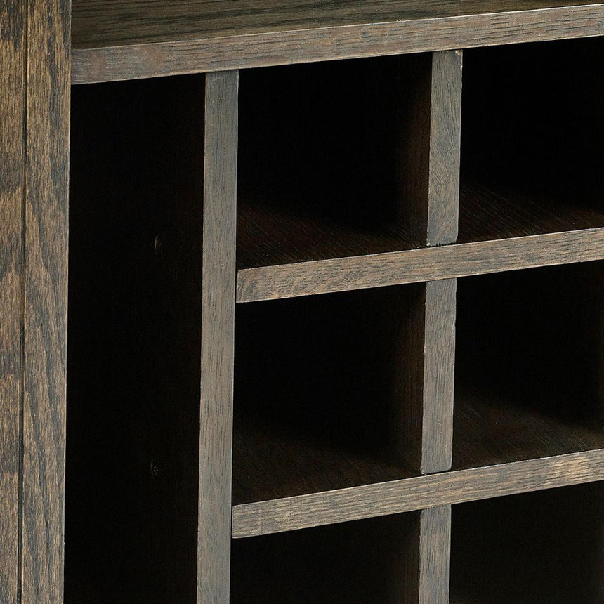 Tambour Dark Oak Ribbed 2 Door Wine Cabinet-9