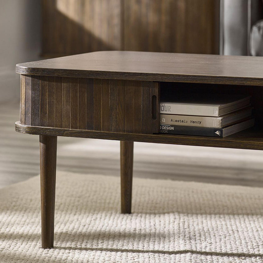 Tambour Dark Oak Ribbed Coffee Table-6