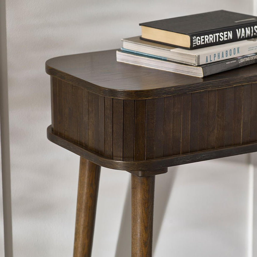 Tambour Dark Oak Ribbed Console Table-7