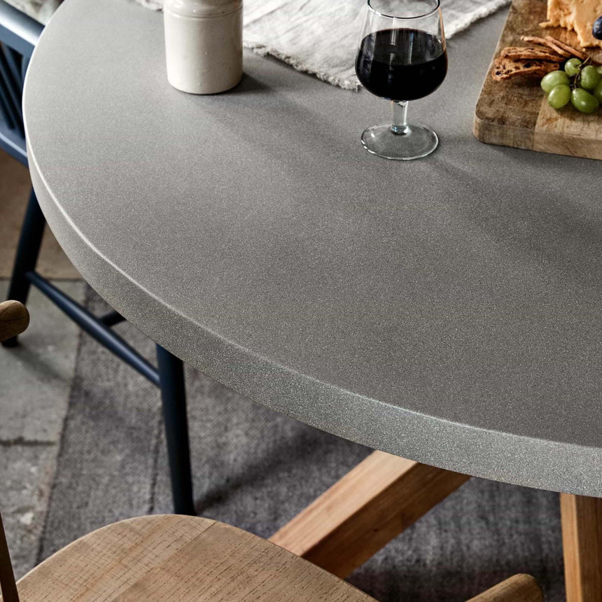 Burford Outdoor Round Dining Table 120cm in Grey Faux Concreate-5