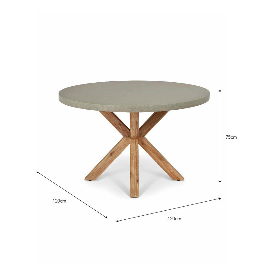 Burford Outdoor Round Dining Table 120cm in Grey Faux Concreate-8
