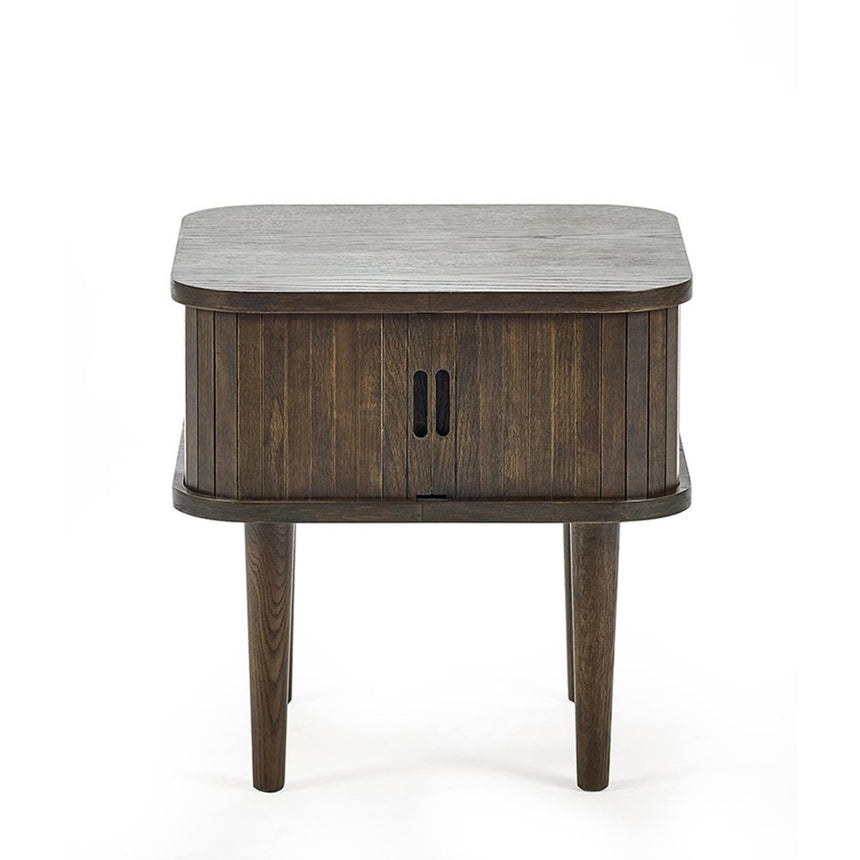 Tambour Dark Oak Ribbed Side Table-3