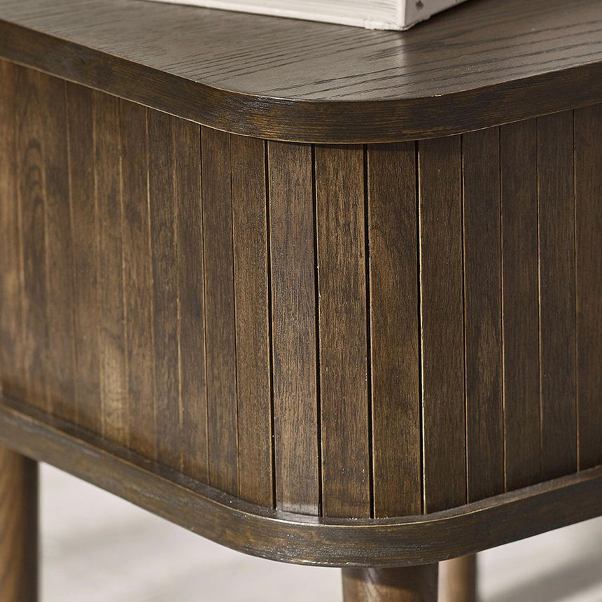 Tambour Dark Oak Ribbed Side Table-6