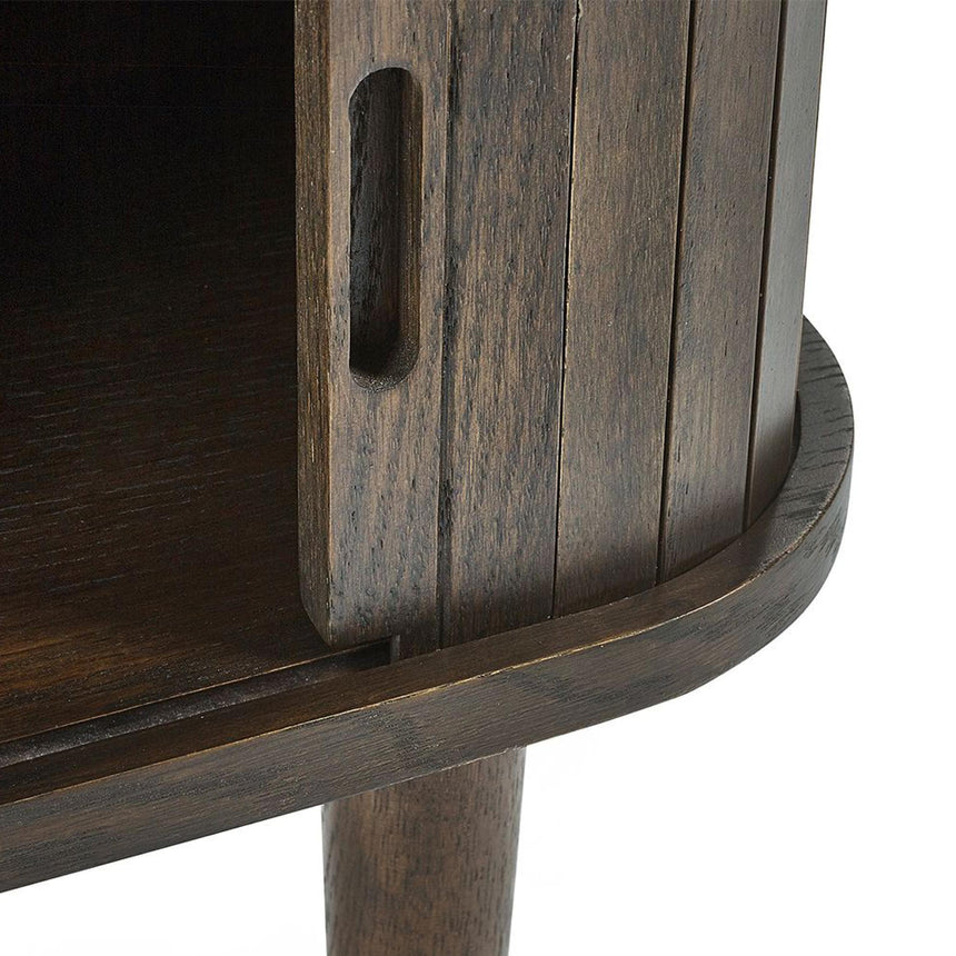 Tambour Dark Oak Ribbed Side Table-7