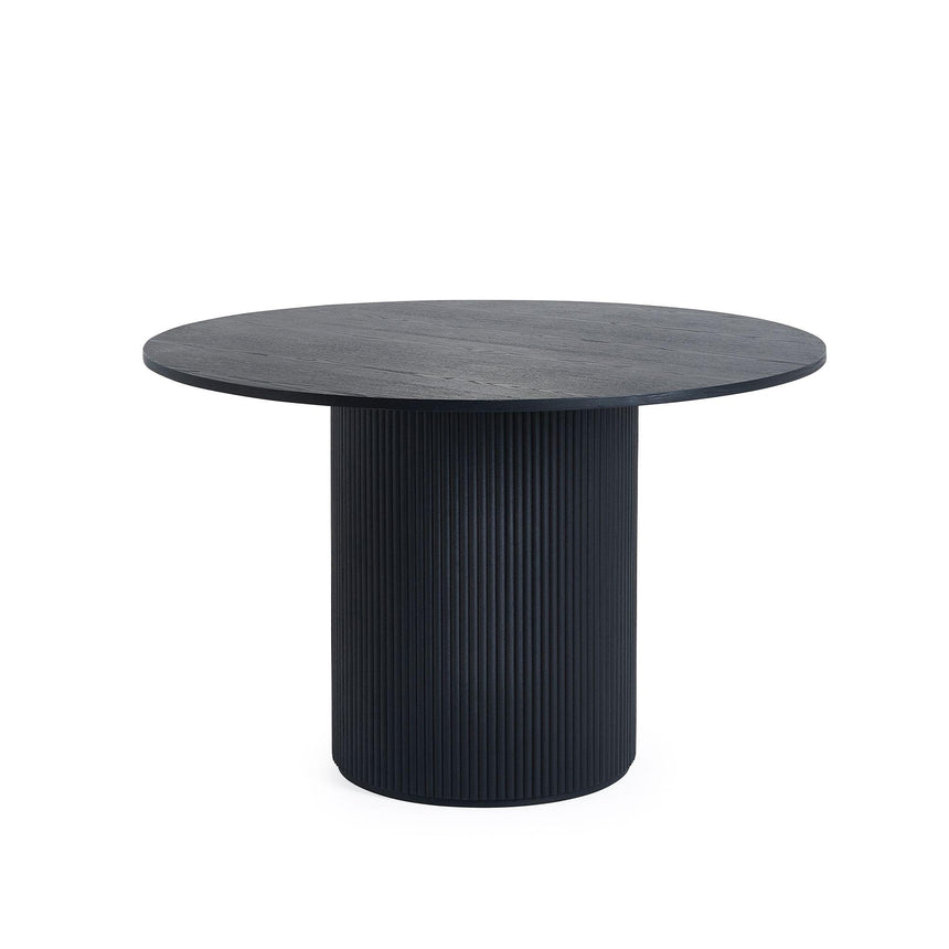 Louis Black 4 Seater Round Dining Table - Fluted Base-2